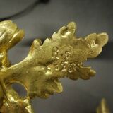 Pair of large Louis XVI style flower sconces from the 19th century - gilt bronze