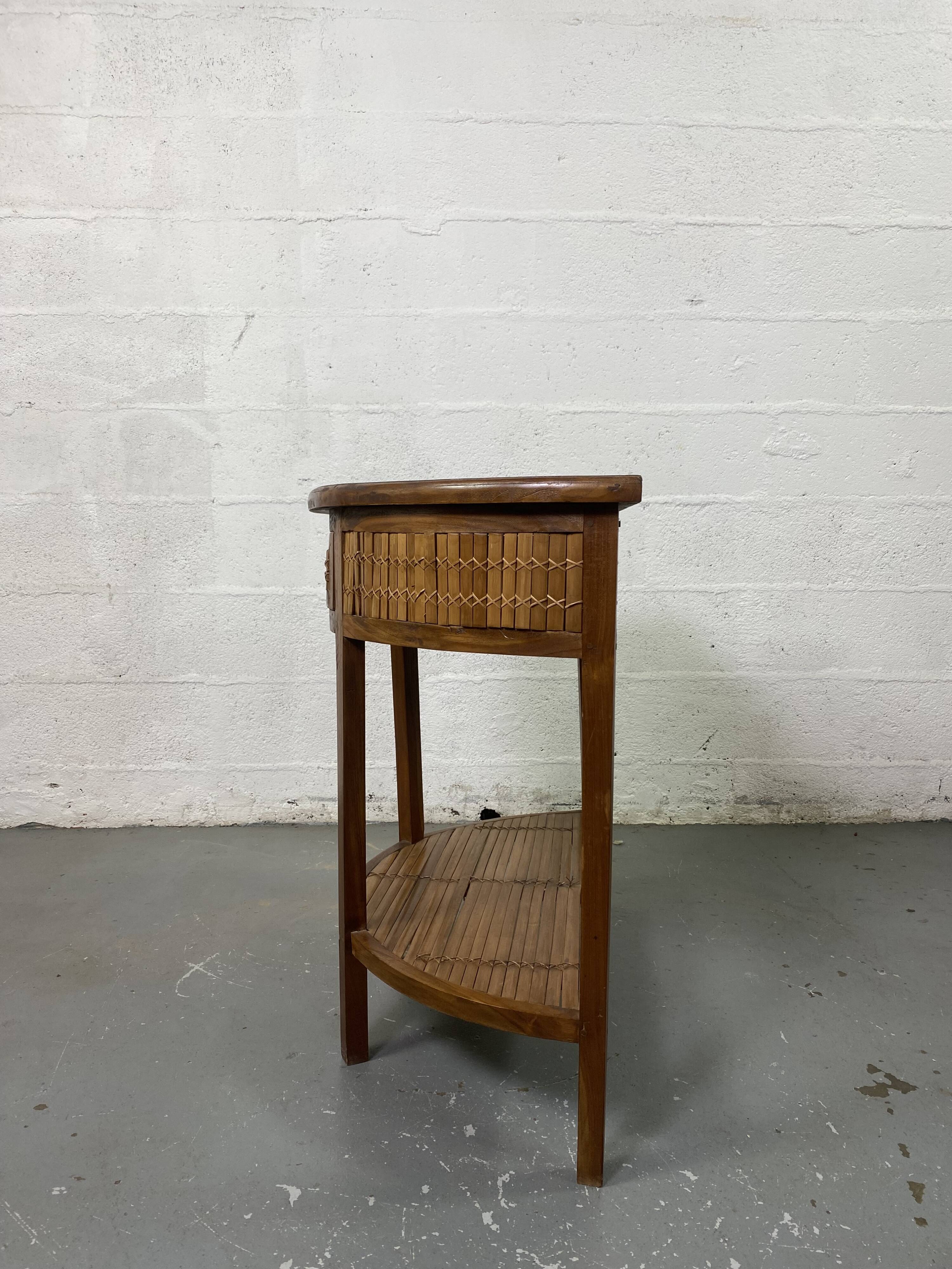 Side table in half-moon wood and bamboo
