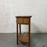 Side table in half-moon wood and bamboo