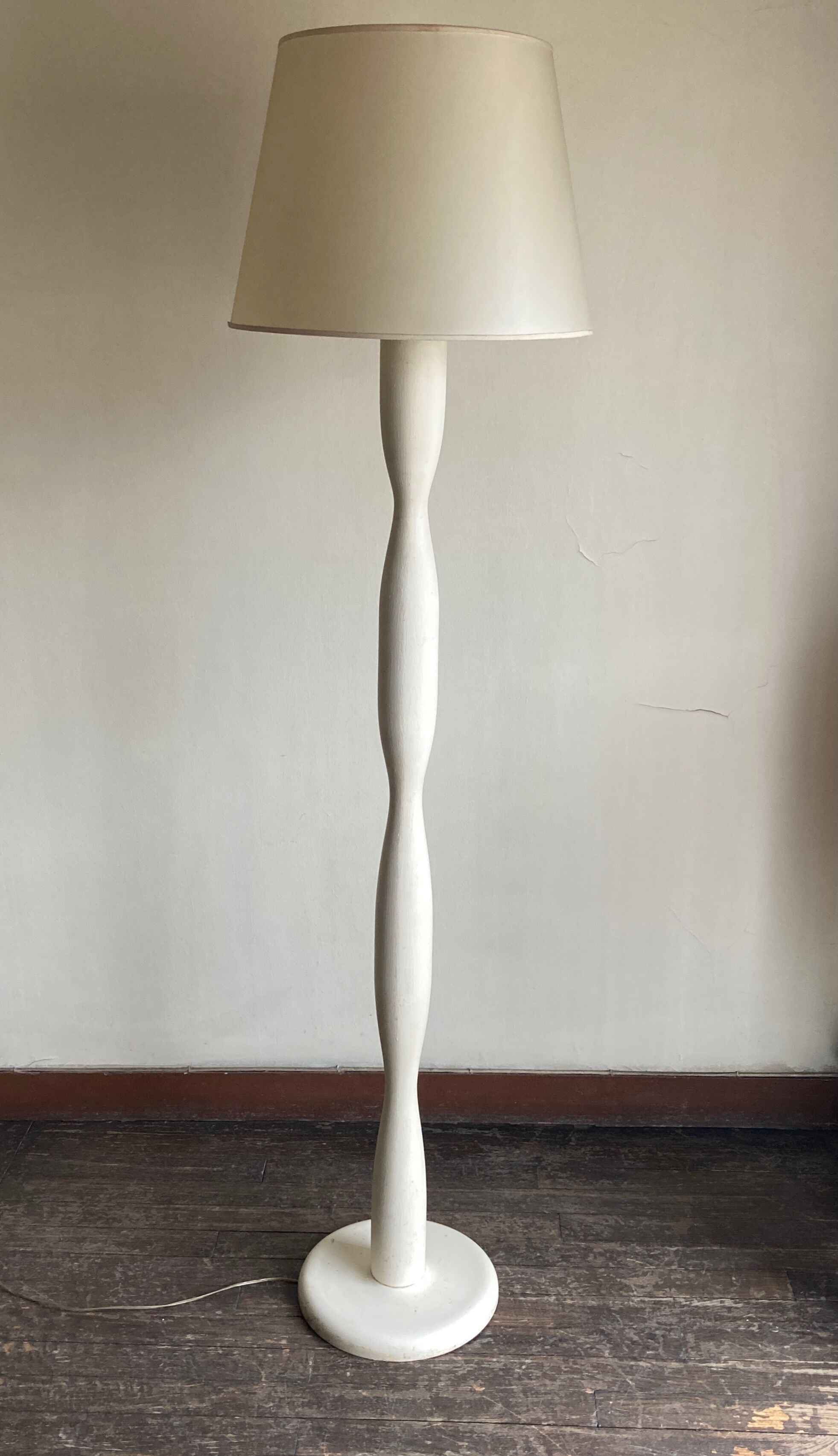 Modernist wooden floor lamp Brancusi Endless column 1940 1950