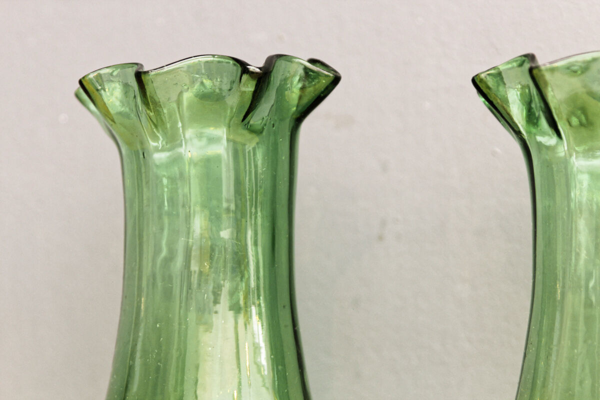 Pair of vases with collars, blown glass