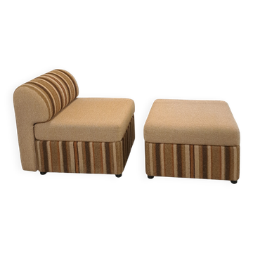 Gestreepte elementen fauteuil met hocker of sofa