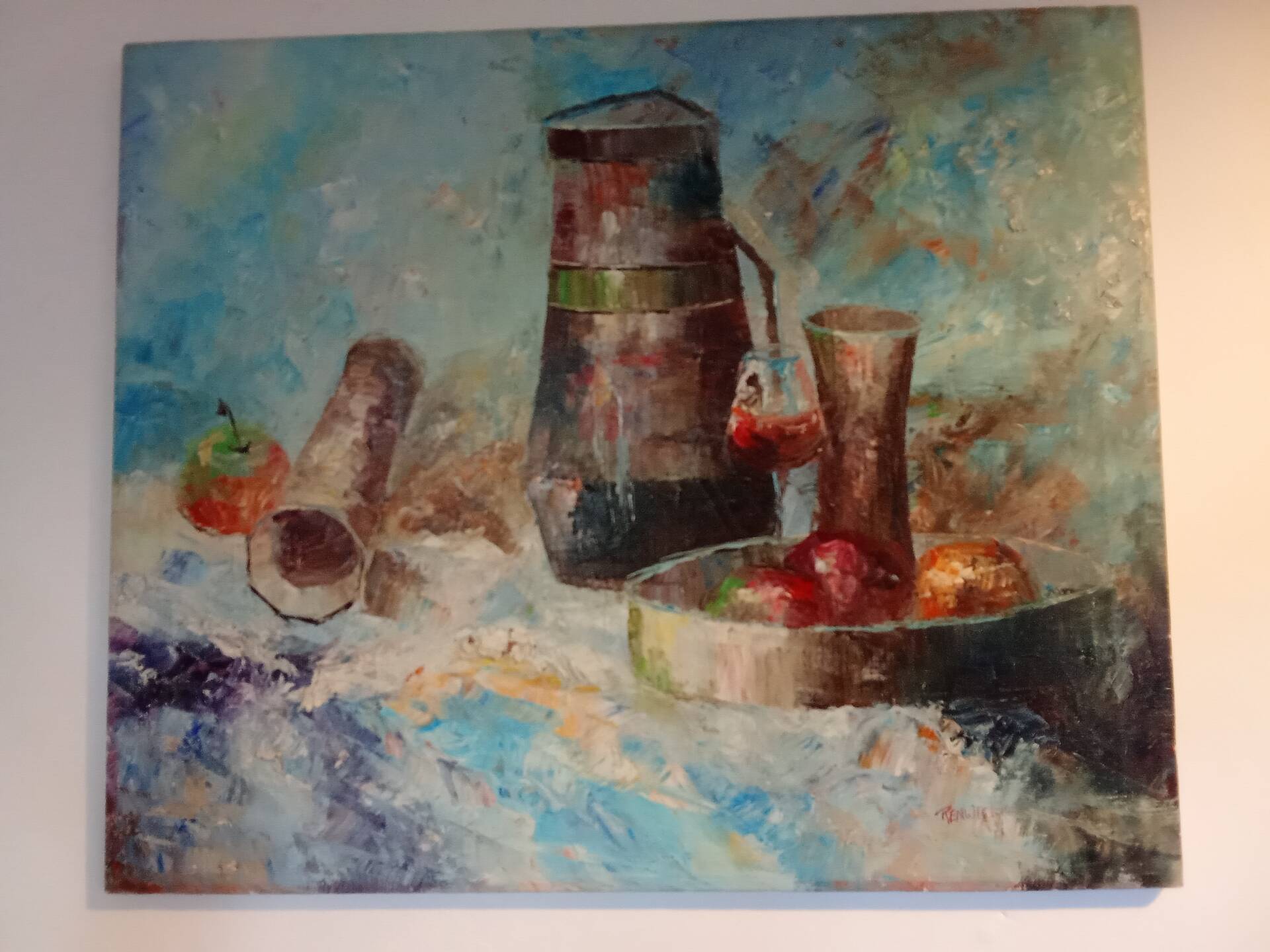 Still life painting in oil on canvas