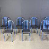 Set of Nr 222 chairs by Robert Mallet-Stevens, 1980s, Set of 7