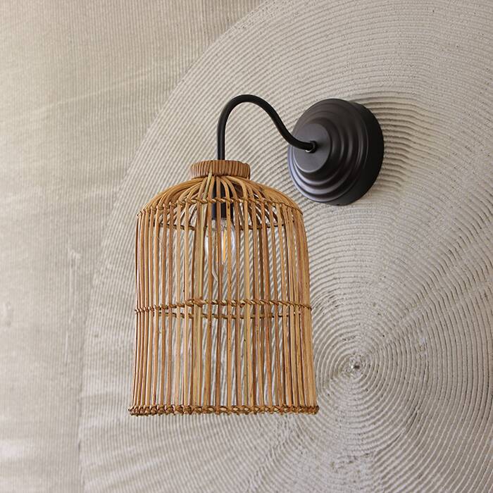 Applique Murale en Osier Naturel – Style Bohème, 20x27Cm