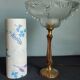 Antique table lamp in bronze and pressed glass by Ezan