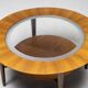 Sculptural coffee table in walnut and glass, Italy, 1950.