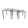 Pull-out tables in marble and gilded brass 60s