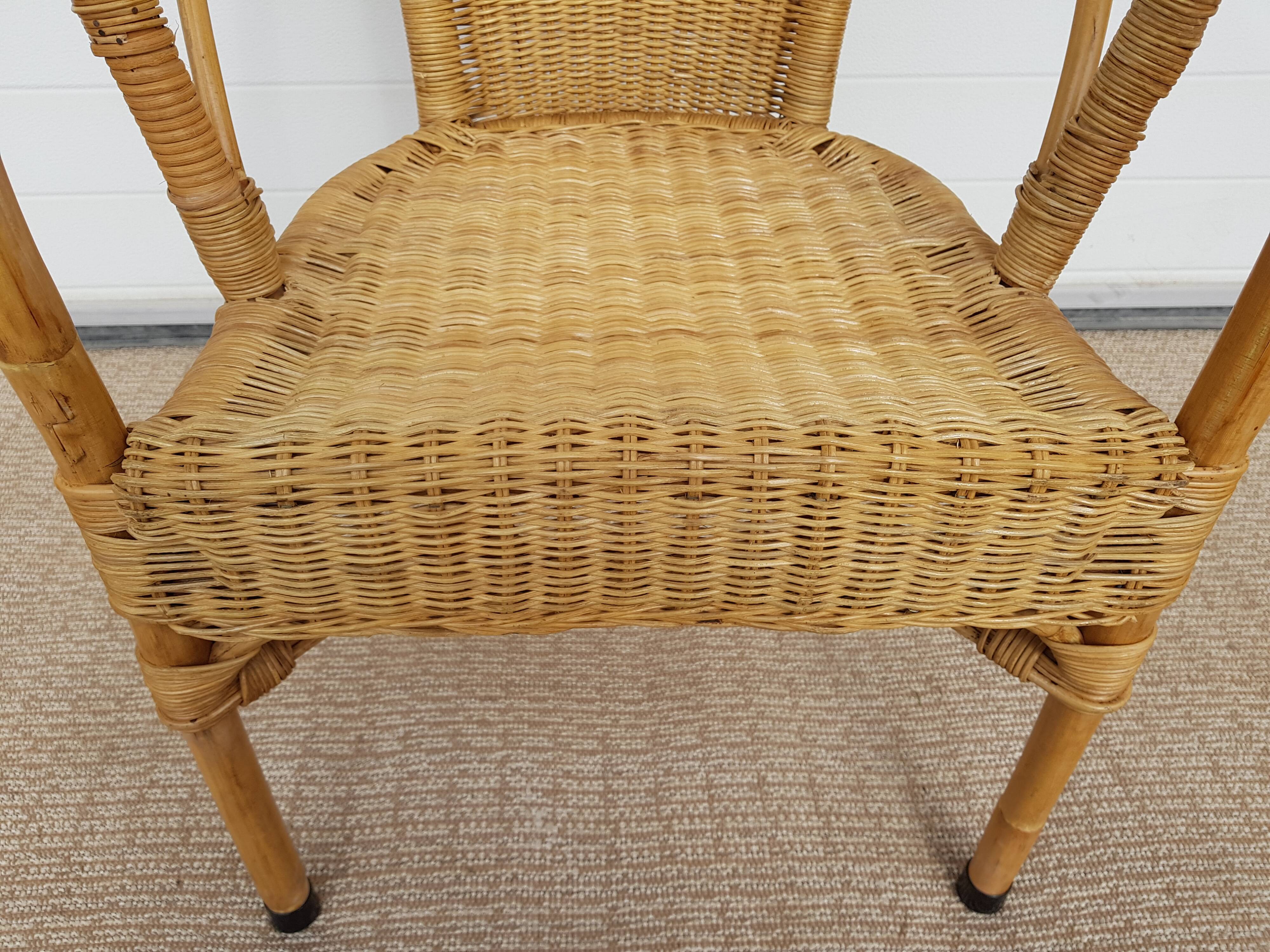 Old chair in Osier and Bamboo 60s