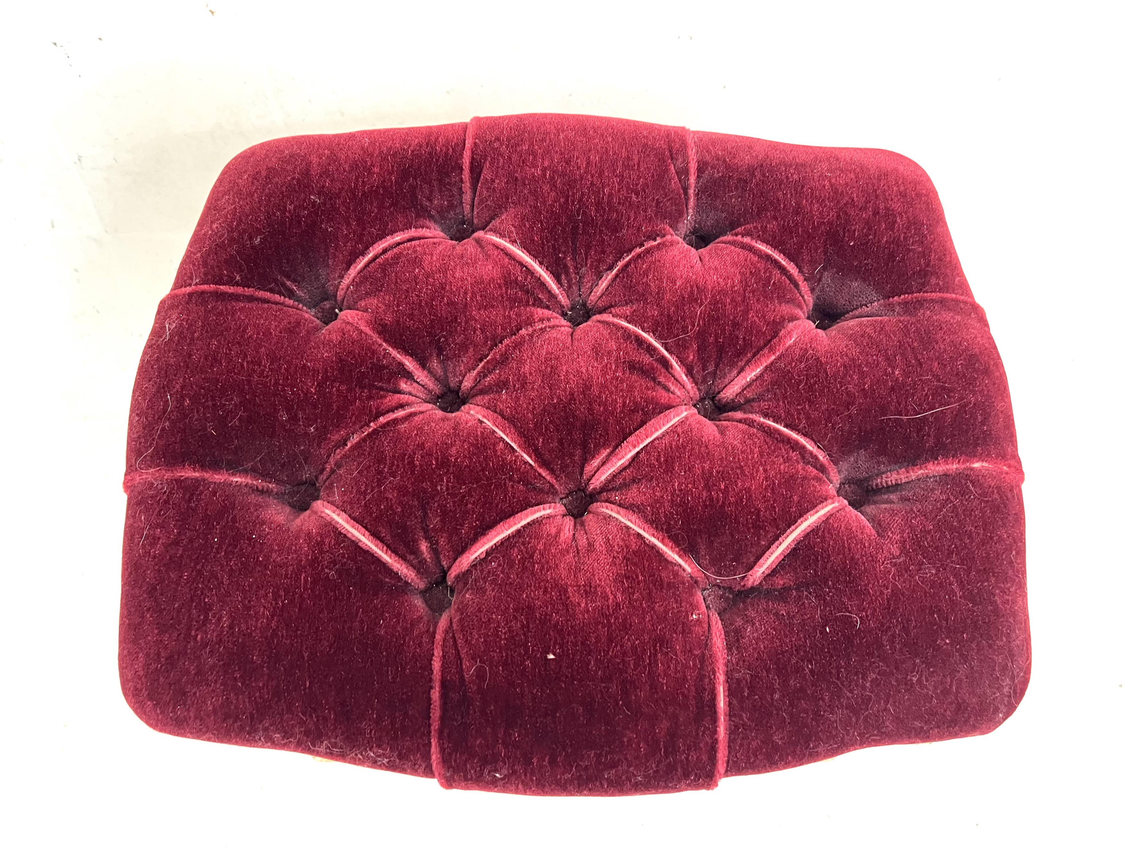 Antique upholstered stool in red velvet and carved wood