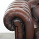 Dark brown cow leather vintage 2-seater Chesterfield sofa in English style