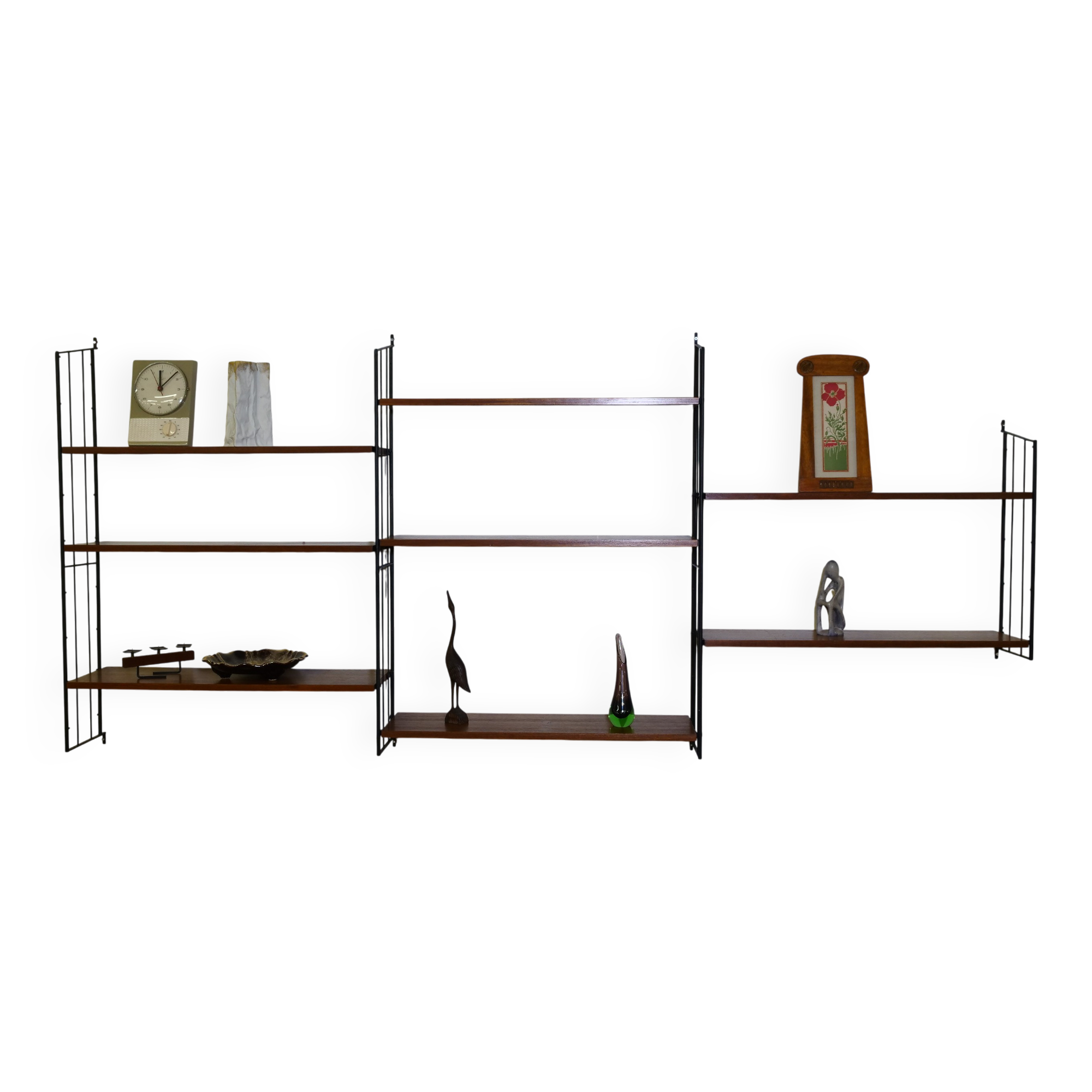 Modular teak storage unit in mid-century style, set of 12, 1960s.