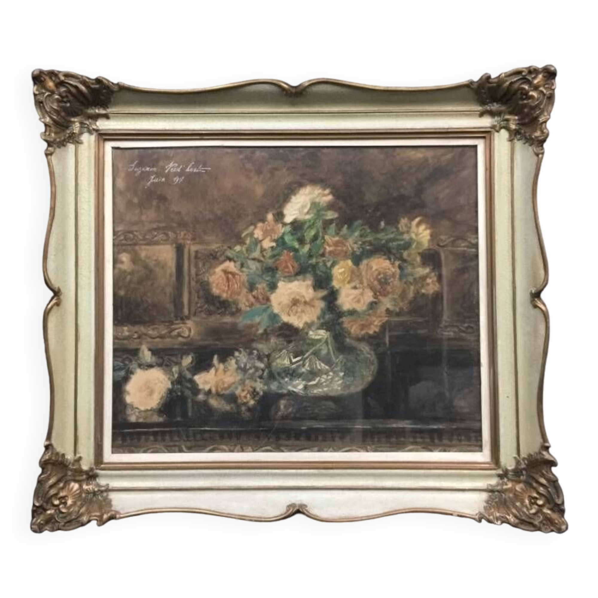 Painting “Still life with roses”. Watercolor.