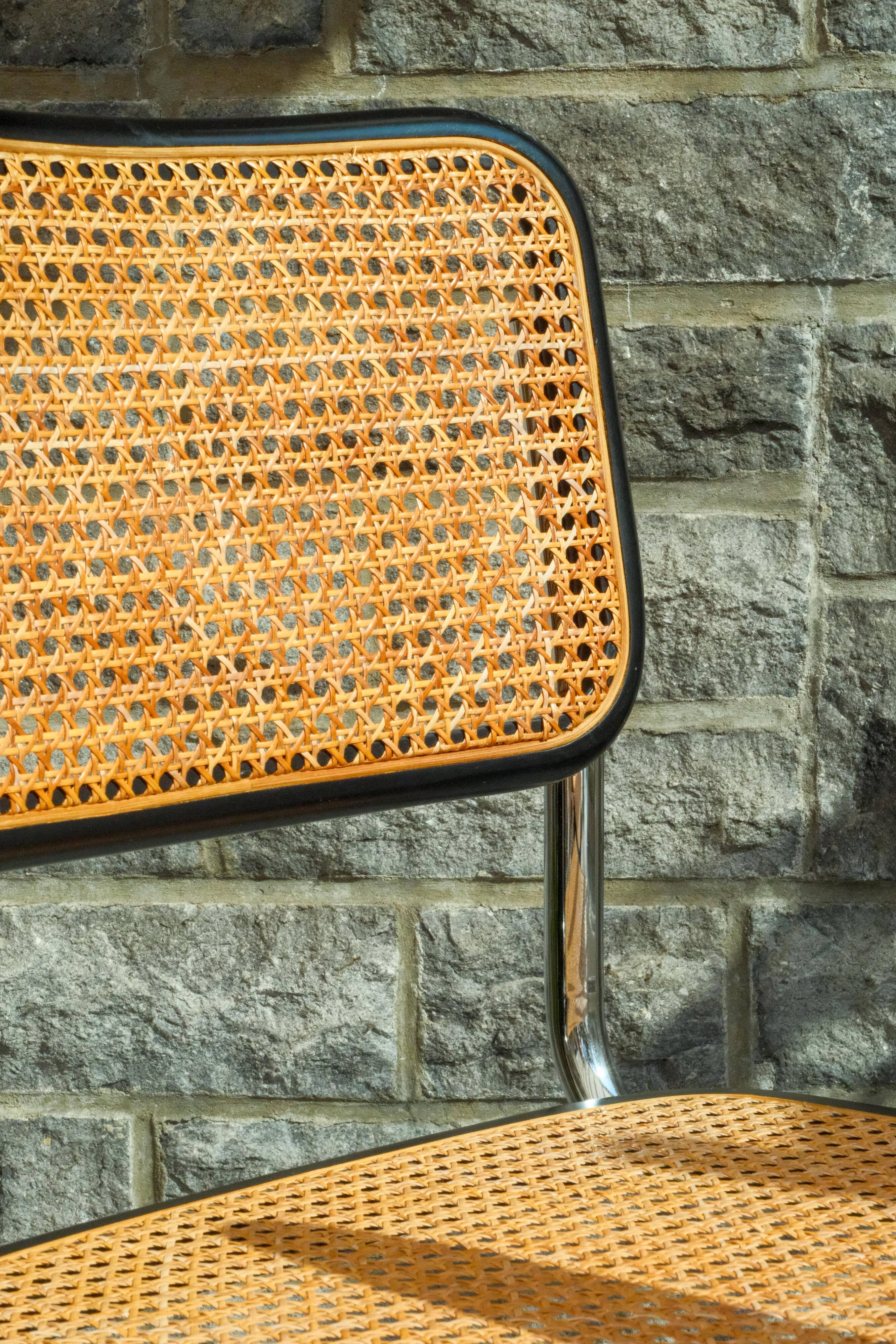 Pair of black Cesca chairs B32 Marcel Breuer