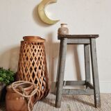 Patinated grey vintage painter's stool