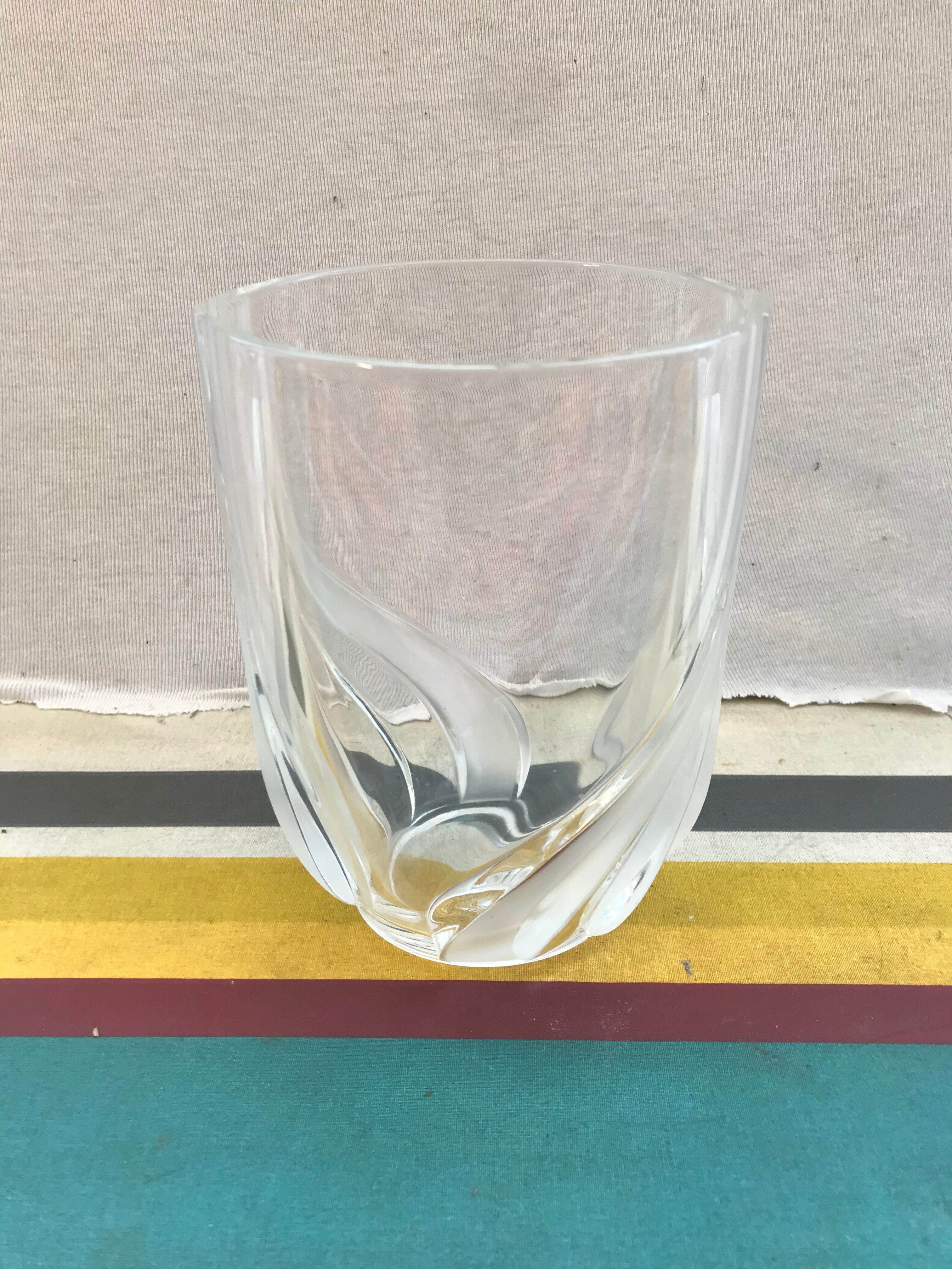 Ancient art deco moulded glass vase - vintage design decorated decor