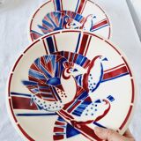 Assiette Art Déco exclusive en porcelaine française de Badonviller, édition limitée années 30-40