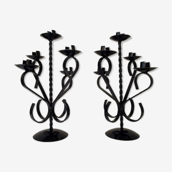 Set of 2 wrought iron chandeliers