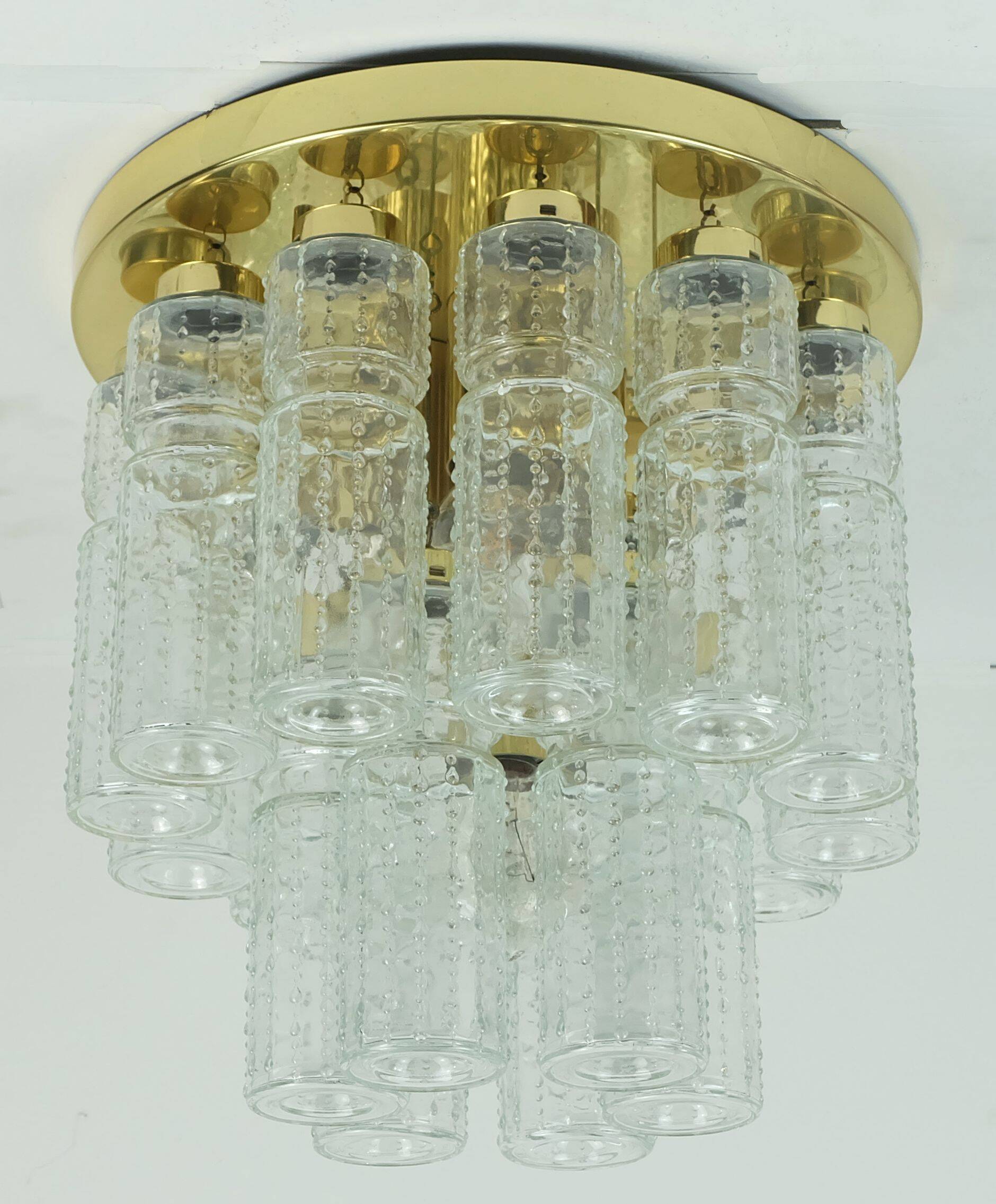 limburg mid century CEILING LIGHT ceiling fixture with 18 glass tubes