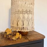 Olive wood and macramé lamp