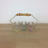 Liquor service, 6 glasses and metal structure