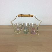 Liquor service, 6 glasses and metal structure