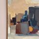Large original Swedish oil on canvas - 'Blue Bottle and Books' by Gustav Adolf Johansson - 1962 - vintage and framed