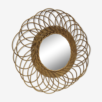 Miroir rond soleil osier - 44cm