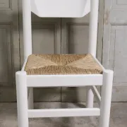 Set of 4 white rush dining chairs – Magistretti / Perriand style, 1970s