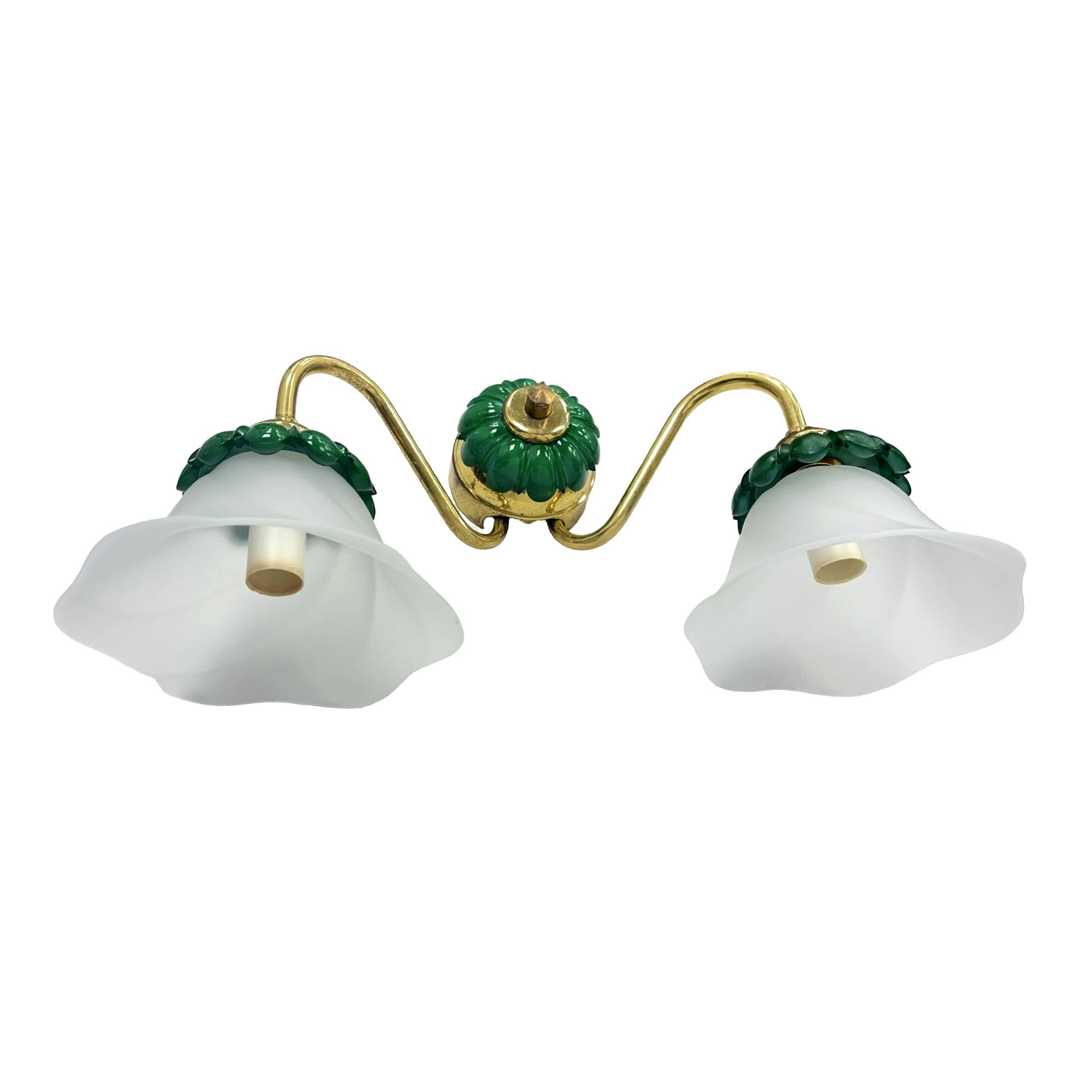 Preciosa double wall lamp | czechoslovakia 1980s | malachite glass | brass
