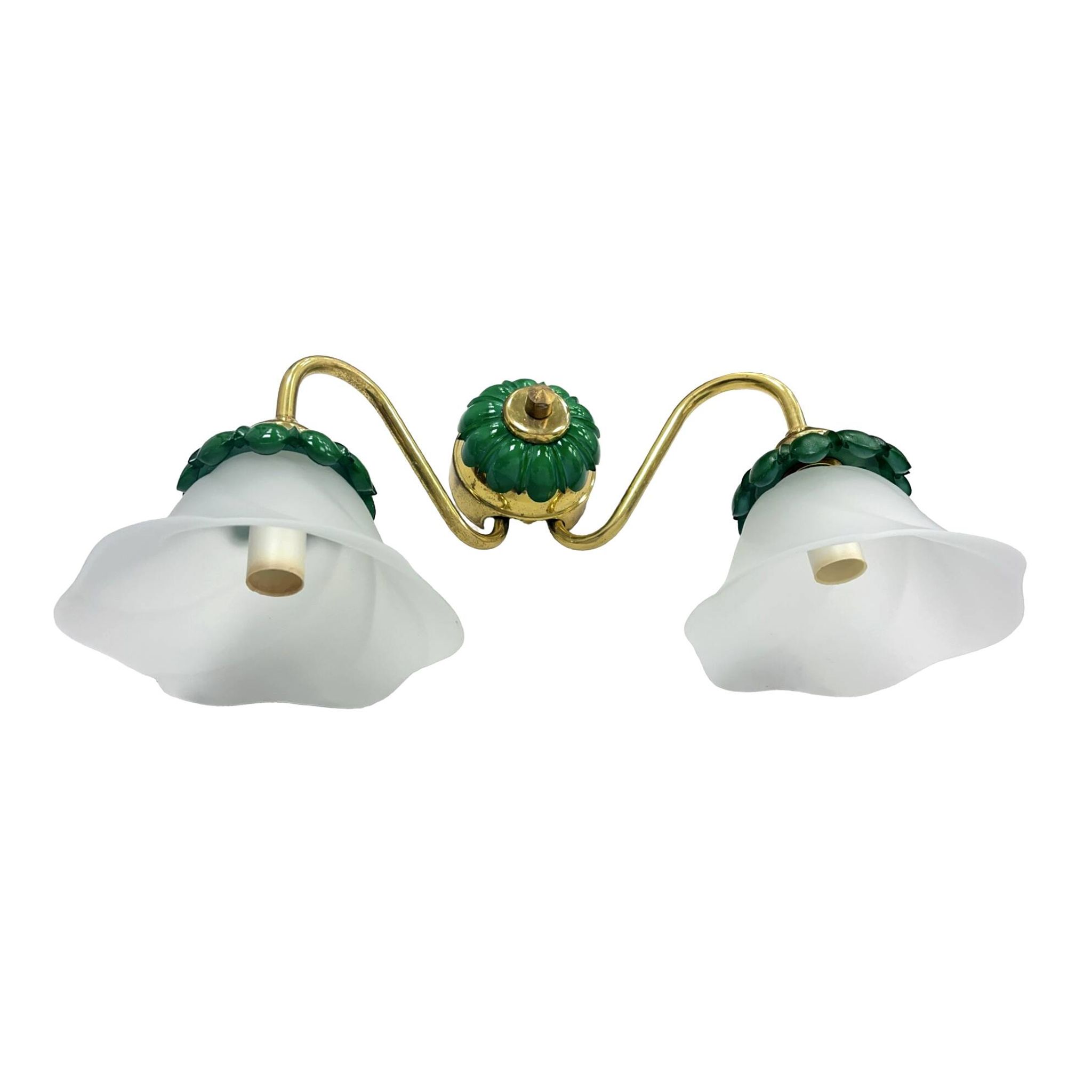 Preciosa double wall lamp | czechoslovakia 1980s | malachite glass | brass