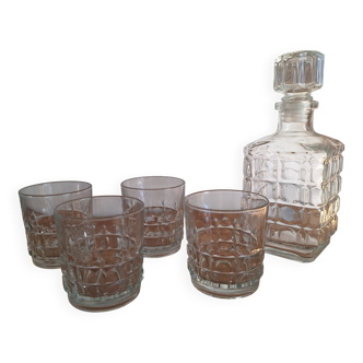 Carafe et verres à whisky vintage
