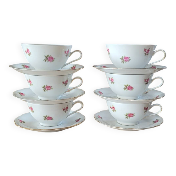 6 tasses et sous-tasses vintage  Seltmann Weiden Bavaria  Modèle Nora