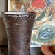 Vase "Diabolo"de potier grès noir émaillé fat-lava vintage