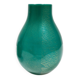 Green Cased Alga Glass Vase with Gold Leaf by Tomaso Buzzi for Venini