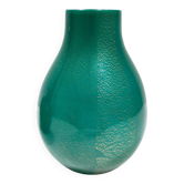 Green Cased Alga Glass Vase with Gold Leaf by Tomaso Buzzi for Venini