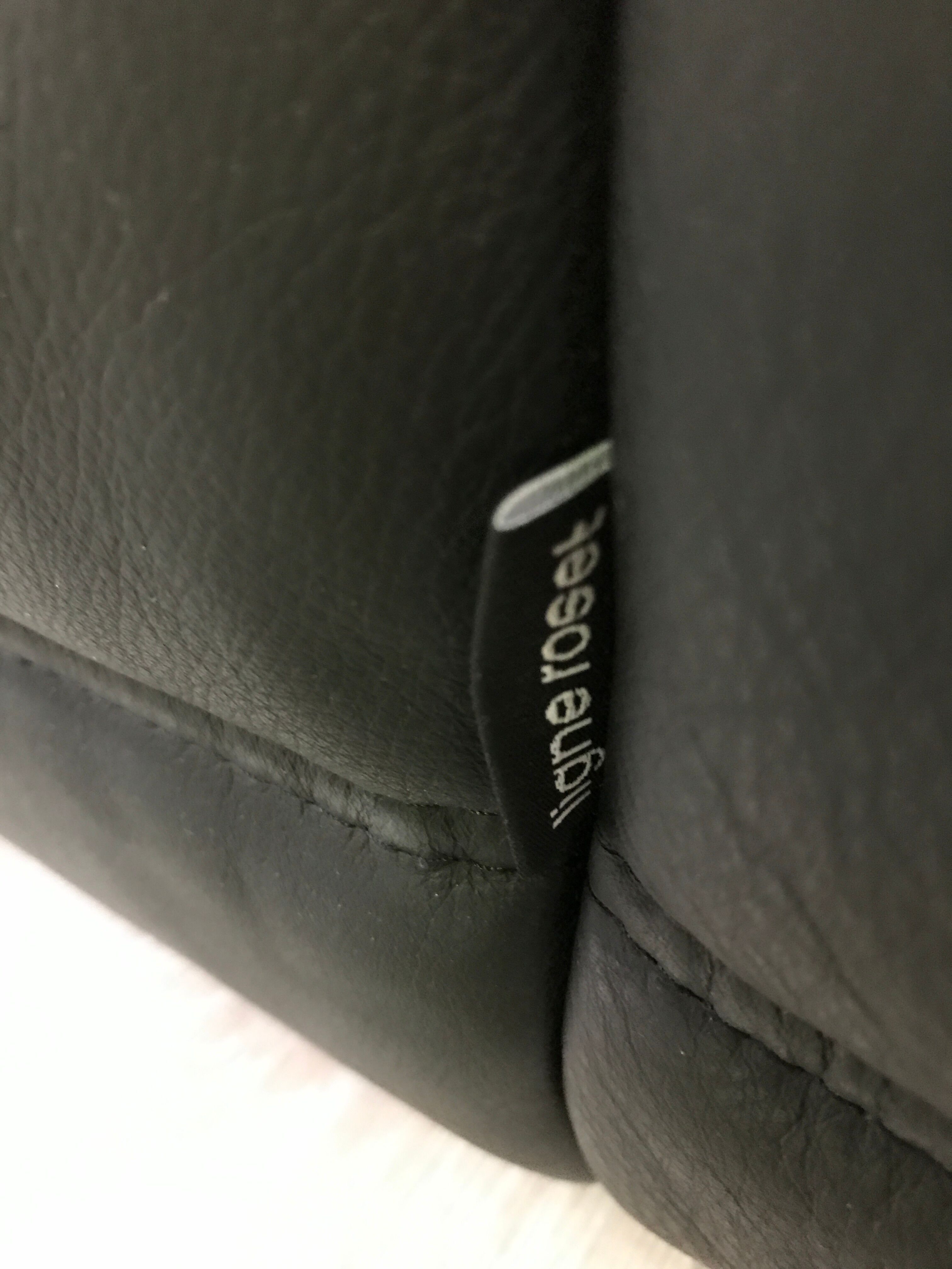 Black leather three seater sofa Togo by Ligne Roset