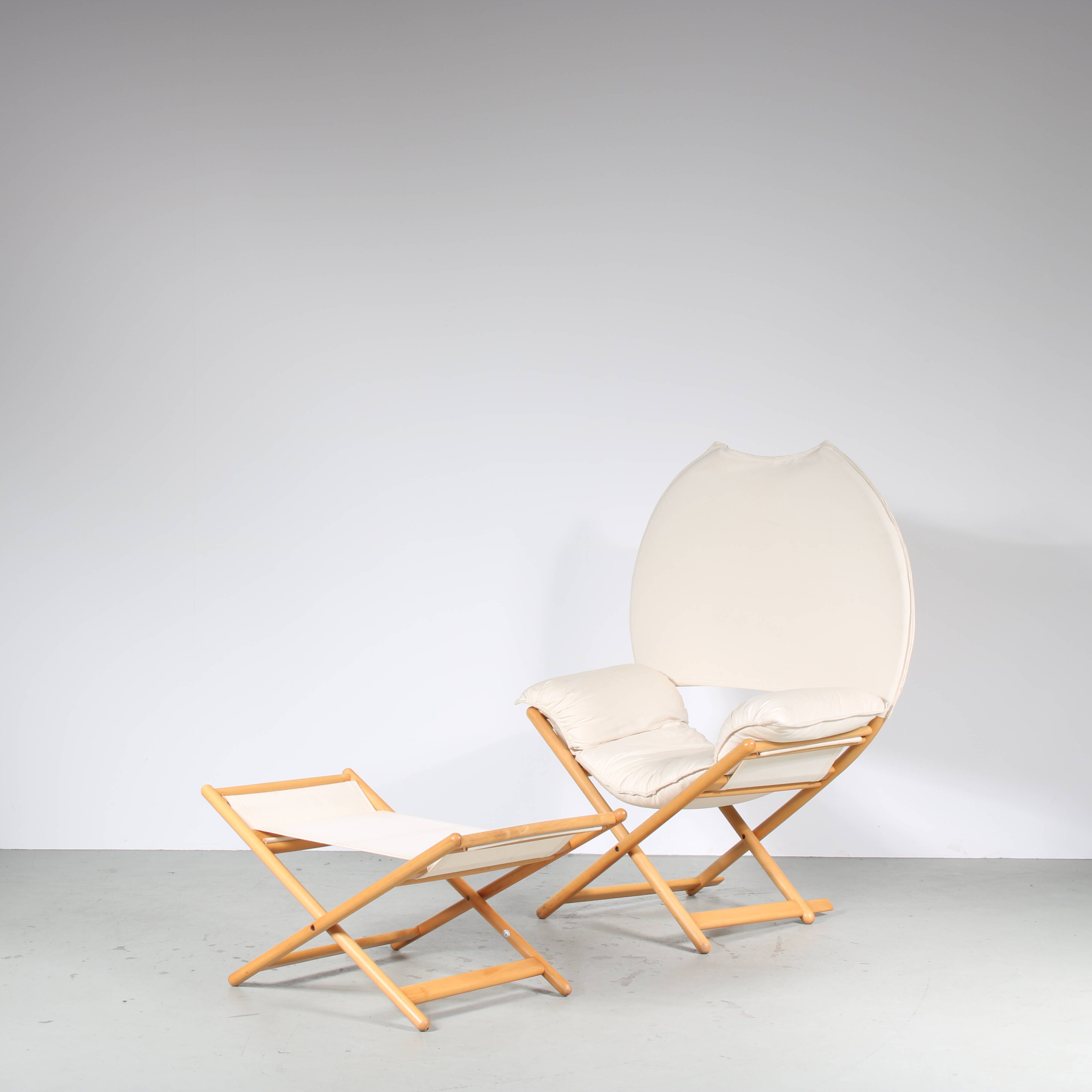 Chaise Vico Magistretti « Regina D'Africa » avec tabouret pour Alias, Italie 1970