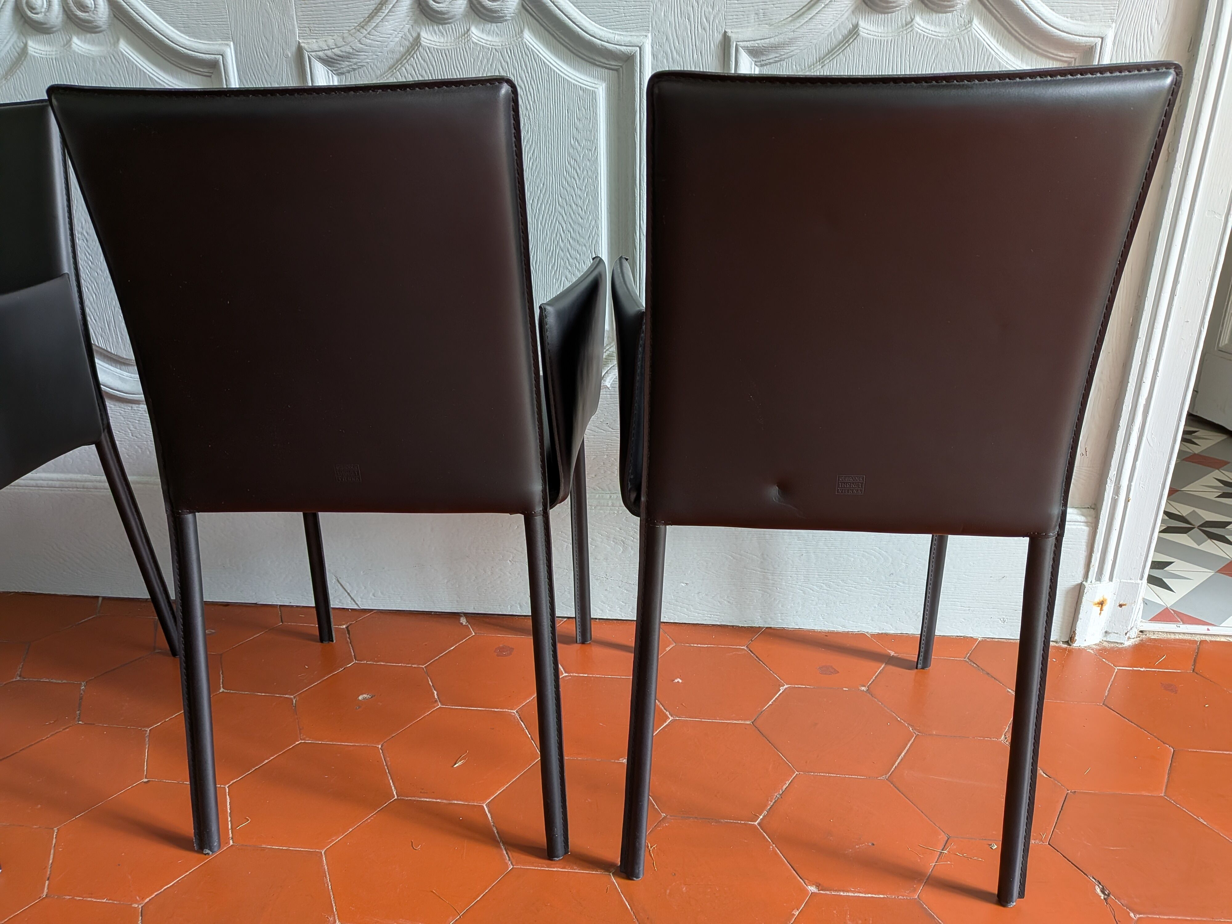 4 leather Twiggy chairs by Gebrüder Thonet