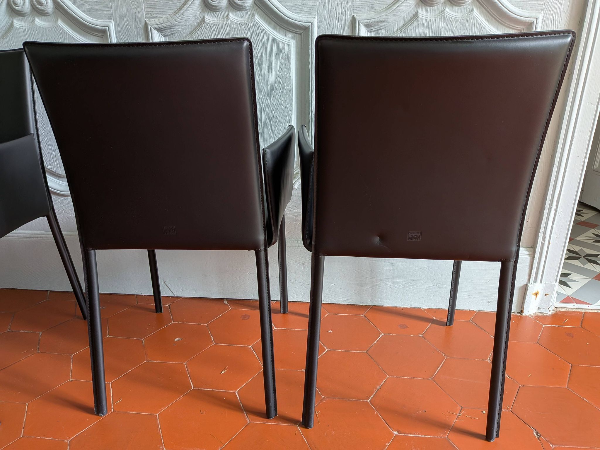 4 leather Twiggy chairs by Gebrüder Thonet