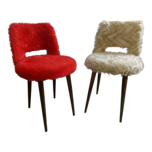 Paire de chaises vintage moumoute