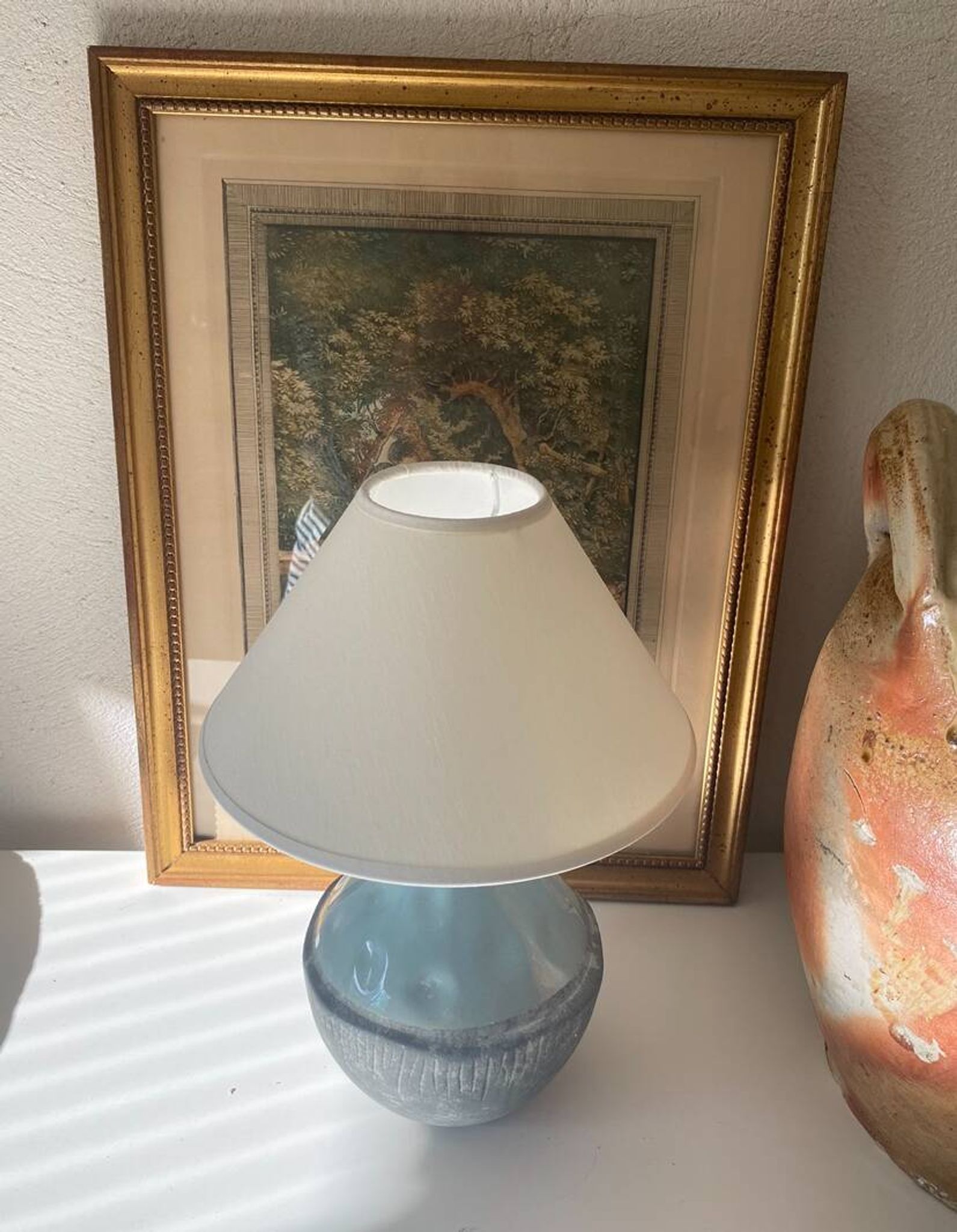Pied de lampe céramique, câble tissu 2 M