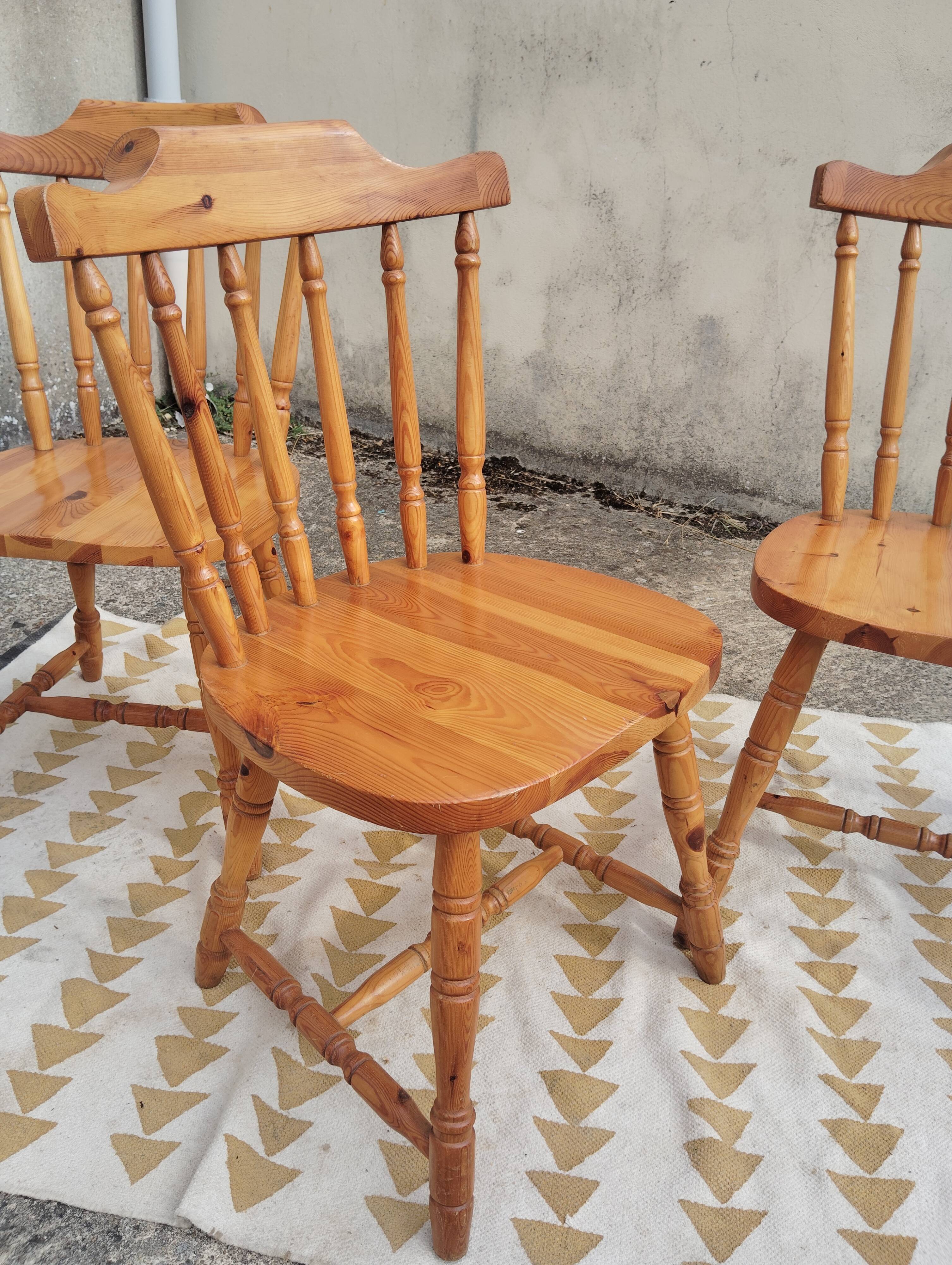 Set 3 chaises bistrot western esprit " Windsor"