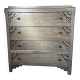 Carved solid oak chest of drawers