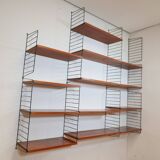 Étagère murale modulaire vintage en teck Nisse String, années 60