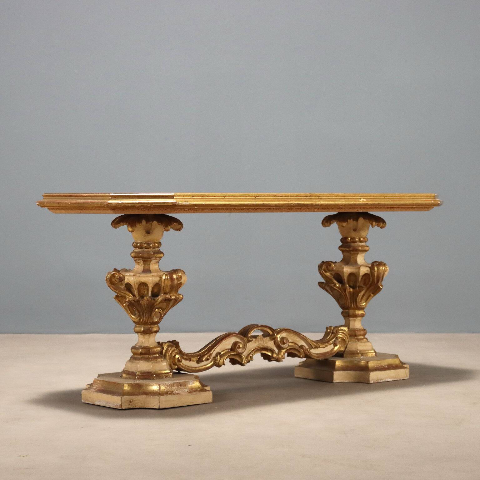 Antique baroque-style coffee table in wood, 19th century