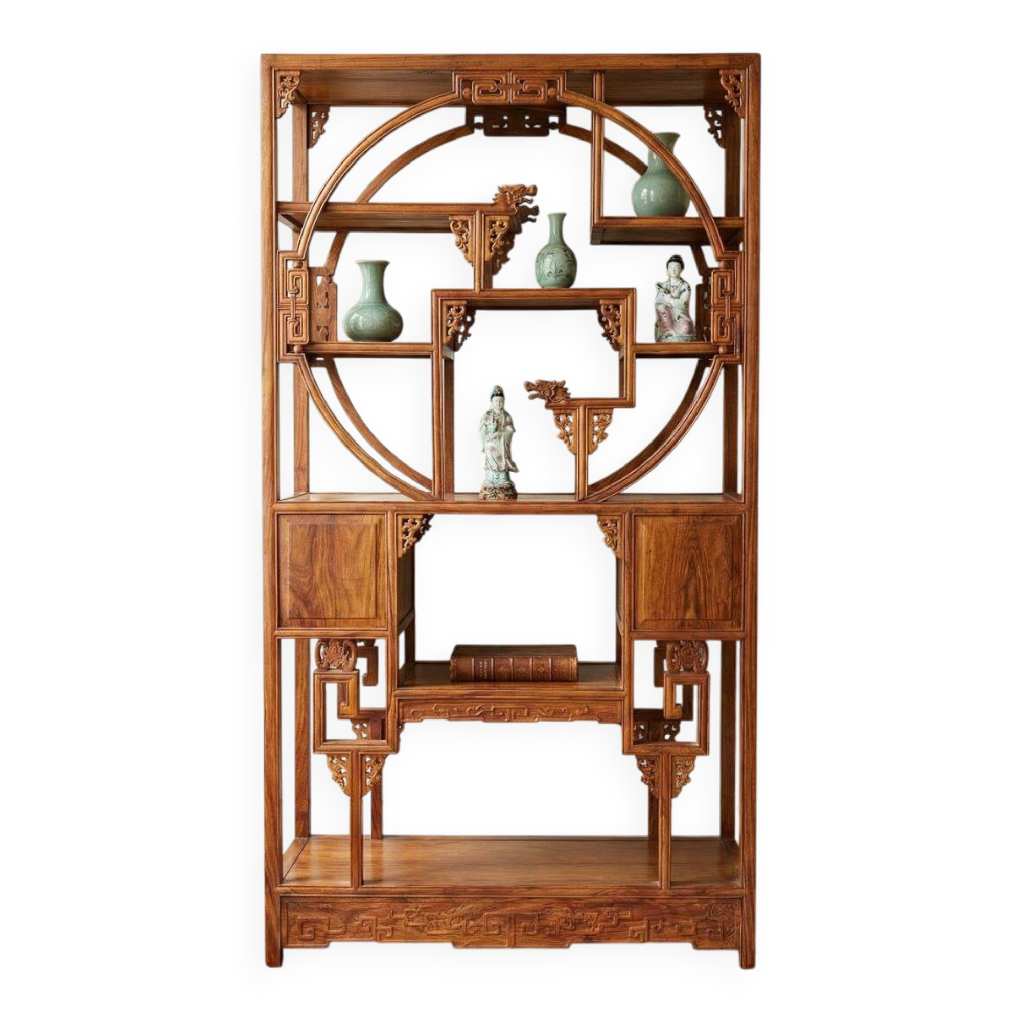 Bibliothèque chinoise Collectible Décorative en bois exotique