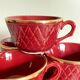 Set of 10 old red and gold ceramic coffee tea cups