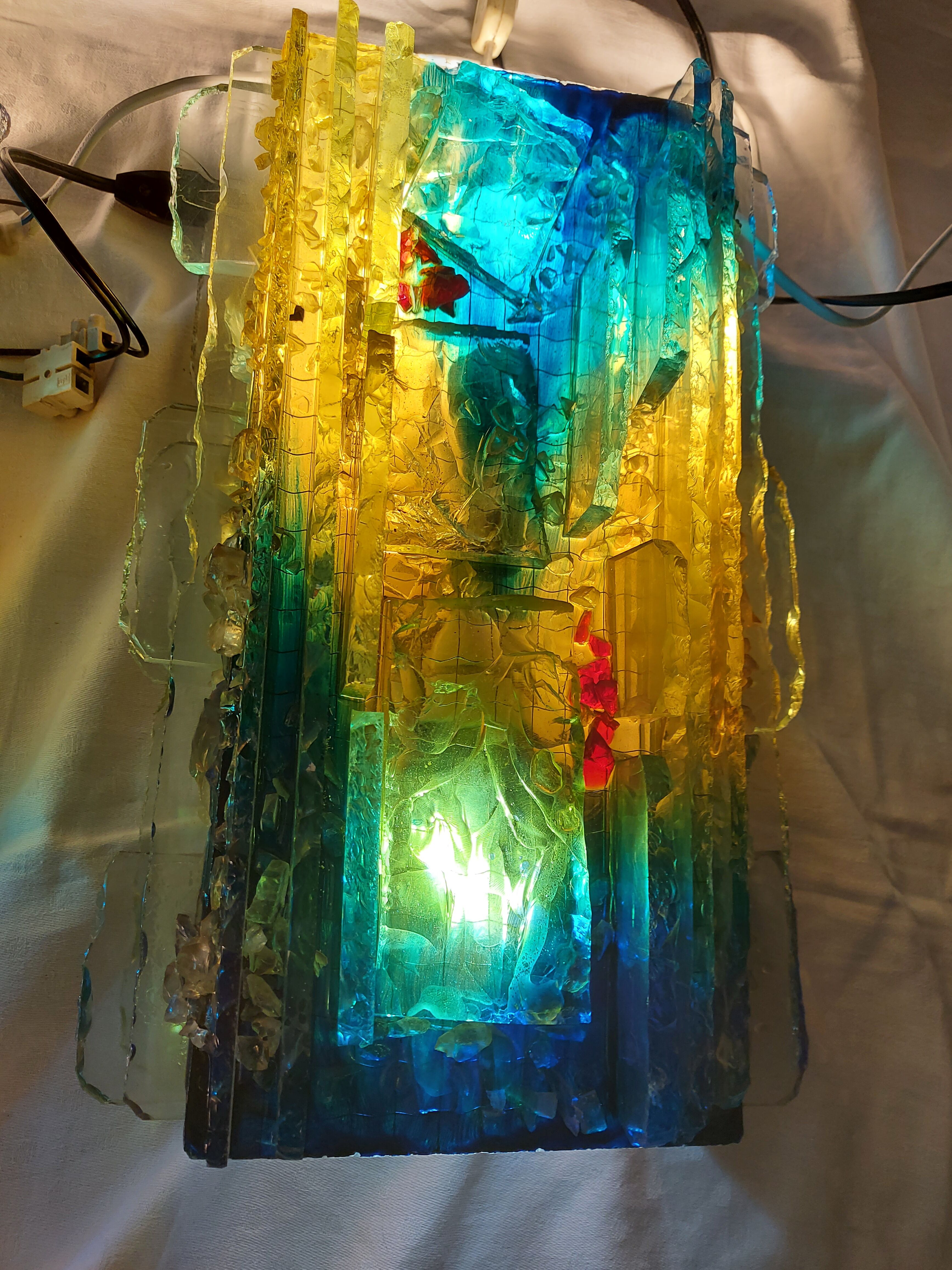 Pair of raak glass appliques, Willem Van Oyen, Chartres model