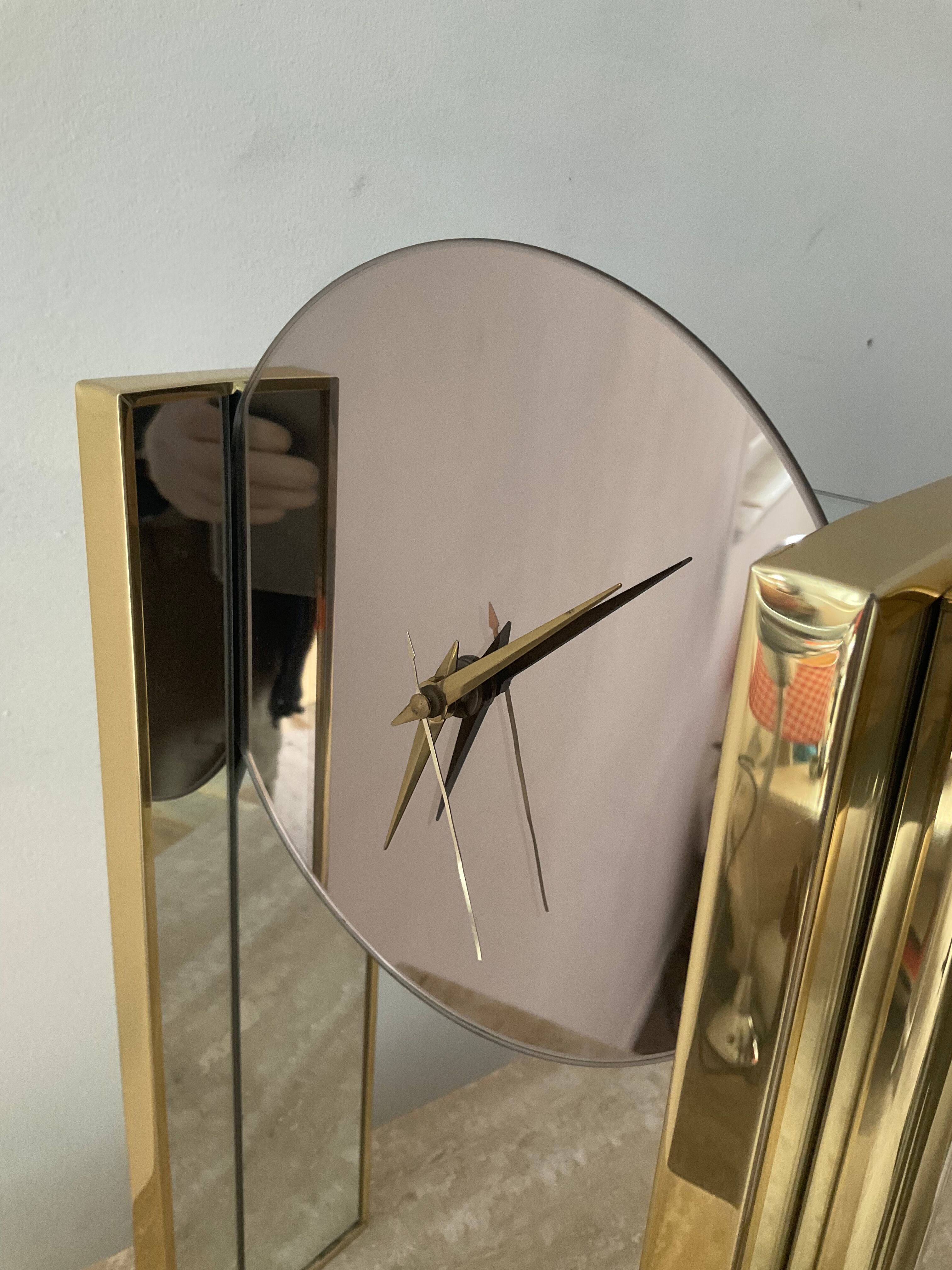 Hollywood Regency clock by Nufa Holland in brass 70s-80s